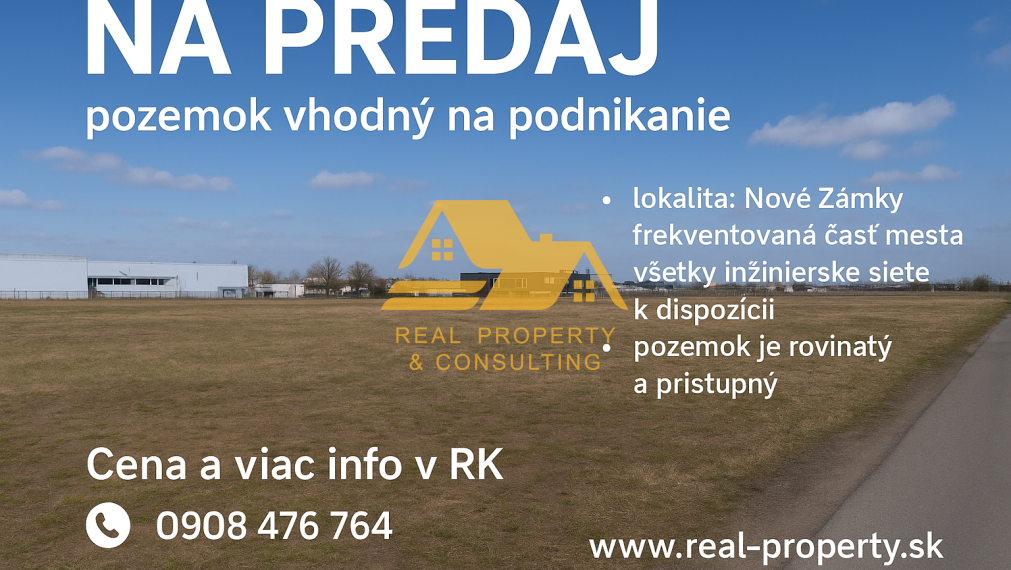 Predám pozemok vhodný na výstavbu obchodného domu v Nových Zámkoch